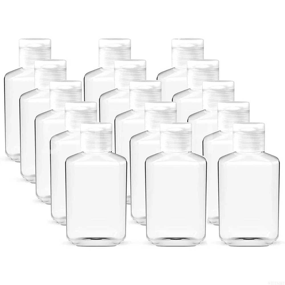 20/30шт 60 мл прозрачни празни пътни пластмасови бутилки от PET пластмаса с откидными корици, шишета с капак за еднократна употреба, преносими съдове за течен лосион