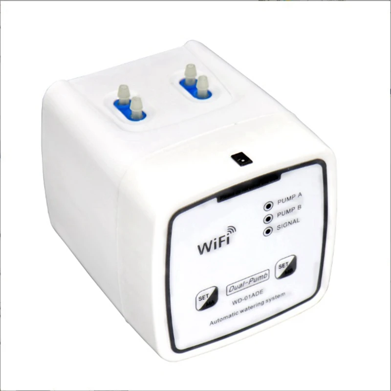 Контролер с двойна помпа Wi-Fi, комплект система за автоматично капково напояване с вода, управление чрез мобилно приложение-двойна помпа, 15 саксии