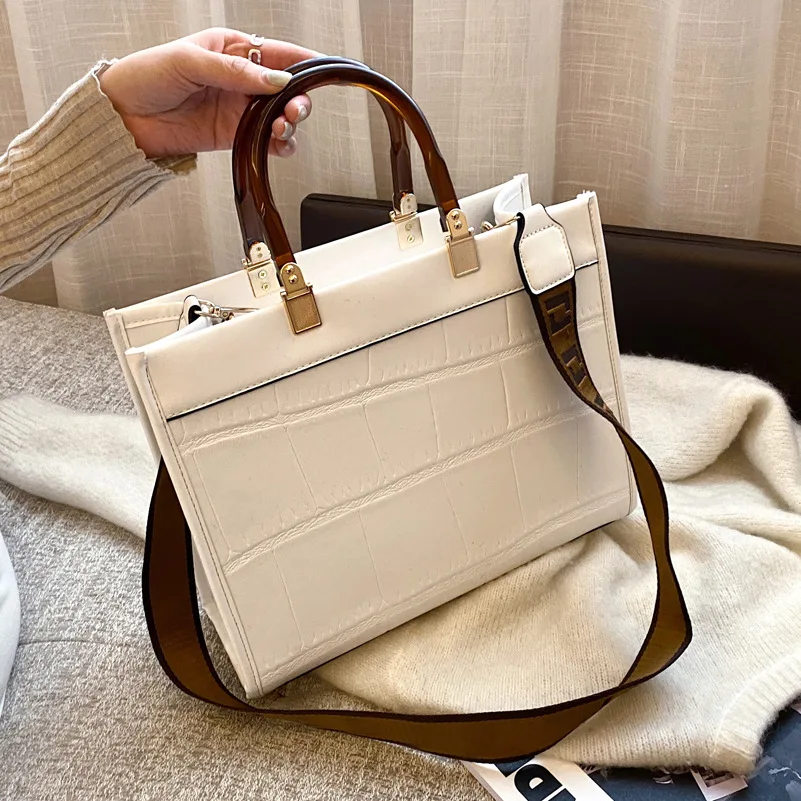 Дамски модни дизайнерска чанта през рамо дамски чанти-тоут голям капацитет, стилни ежедневни однотонная Цветна чанта