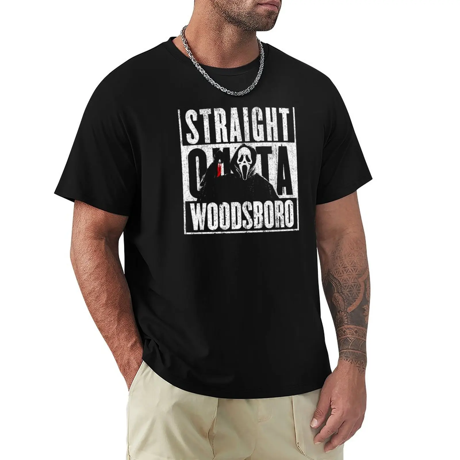 Тениска Straight Outta Woodsboro, спортни корейски модерни спортни ризи по поръчка за мъже