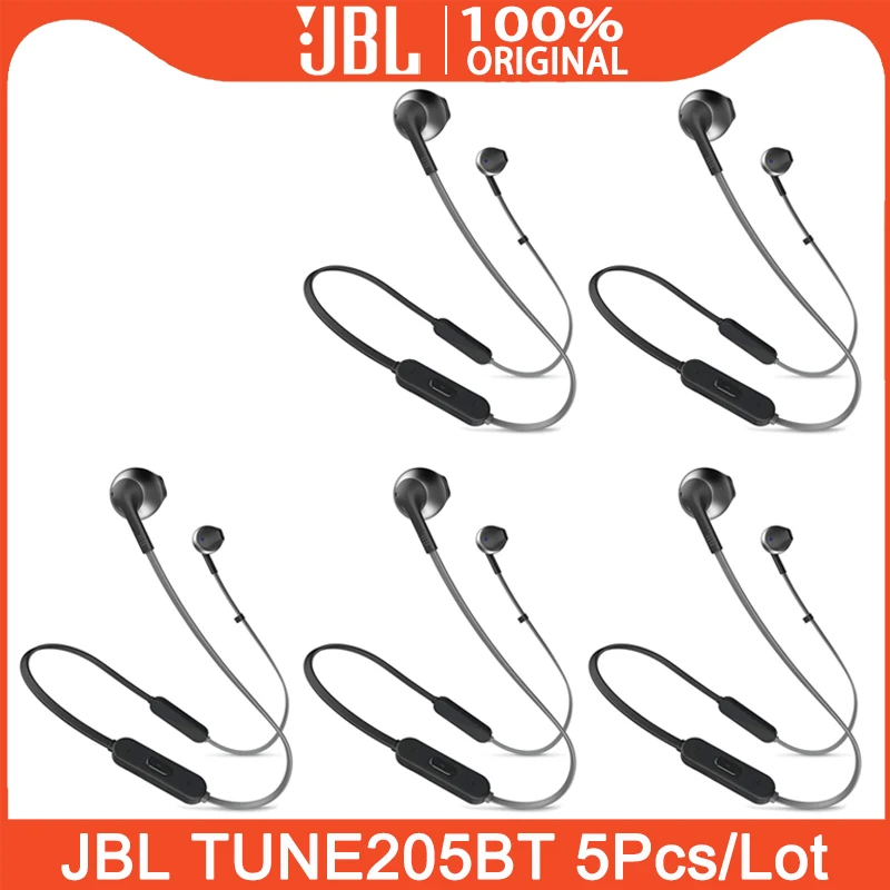 5шт JBL T205BT Bluetooth Слушалки С Басовым на Звука на Музика с Bluetooth Хендсфри Слушалки Слот Спортни Слушалки С микрофон