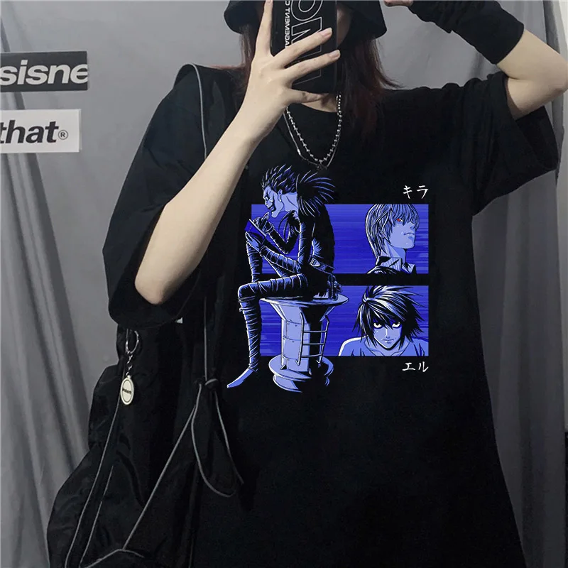 Новост, Тениска на Death Note Шинигами Ryuk, Женска тениска С къс ръкав, Японската памучен тениска Yagami l с бели Ръкави, Аниме, Идеи за подаръци