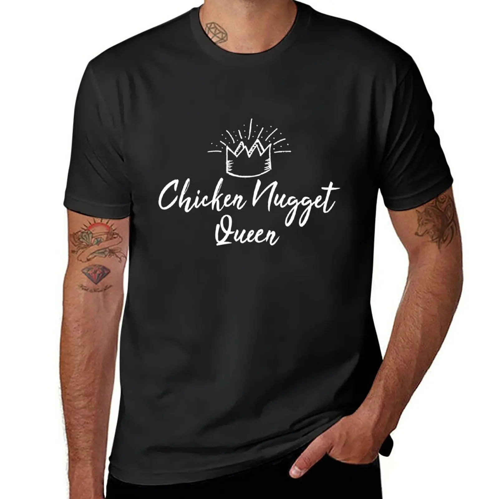 Кралицата мацка наггетсов - подарък тениска Нъгетс, тениски за гиганти, къси тениски оверсайз за мъже