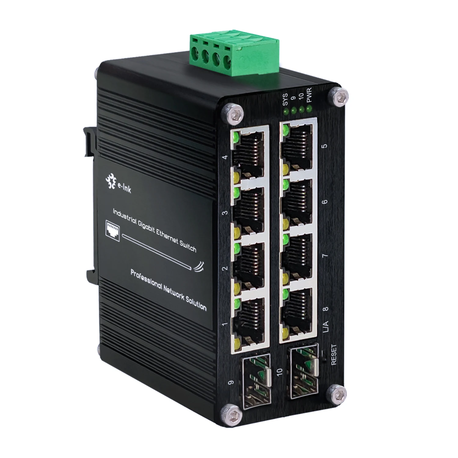 Мини-Промишлен 8-портов Ethernet Комутатор с 2 SFP 8-пристанищен Неуправляем Мрежов Ключ DIN 10/100/1000 Mbit/s