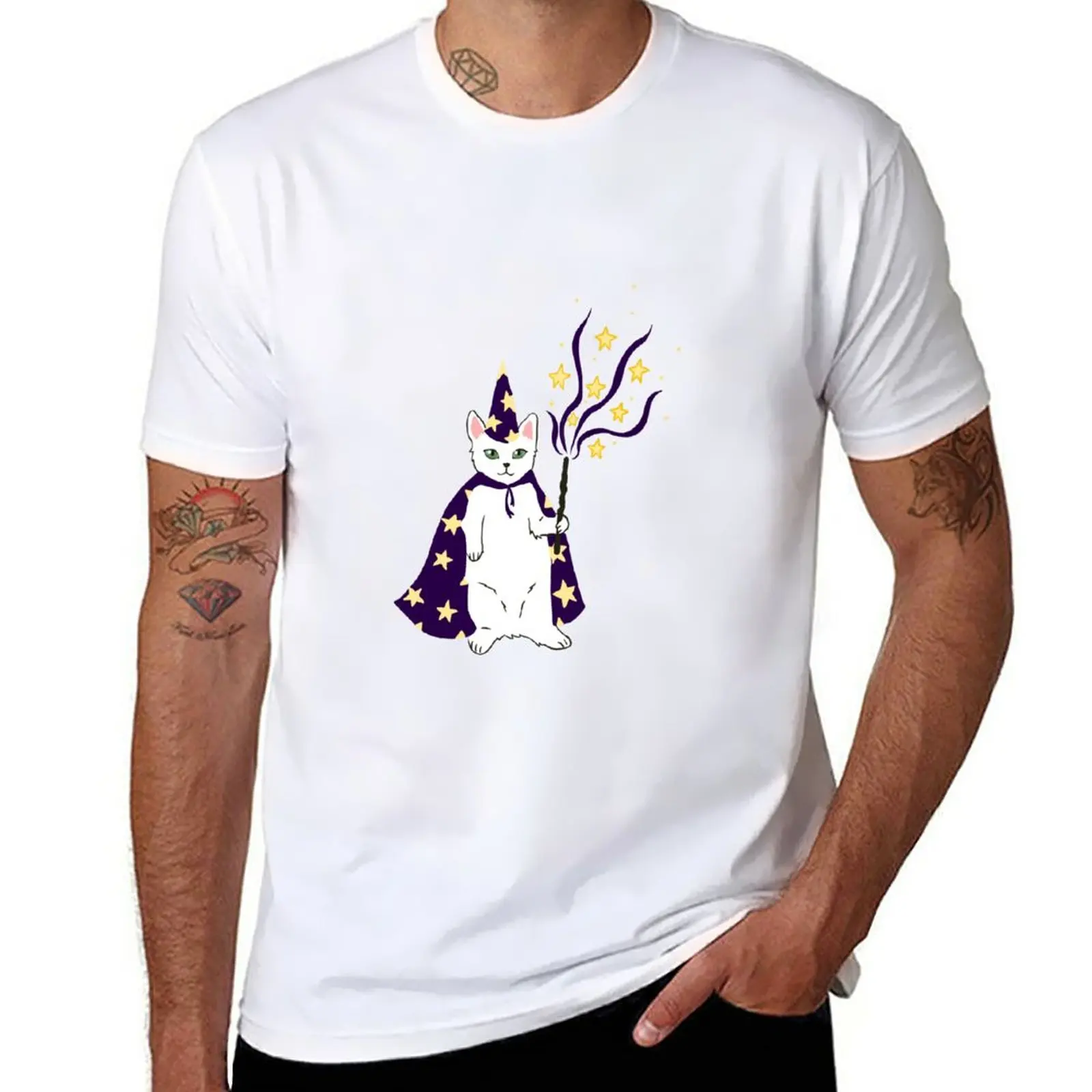 Нова тениска Wizard котка, спортна риза, реколта дрехи, мъжки дрехи