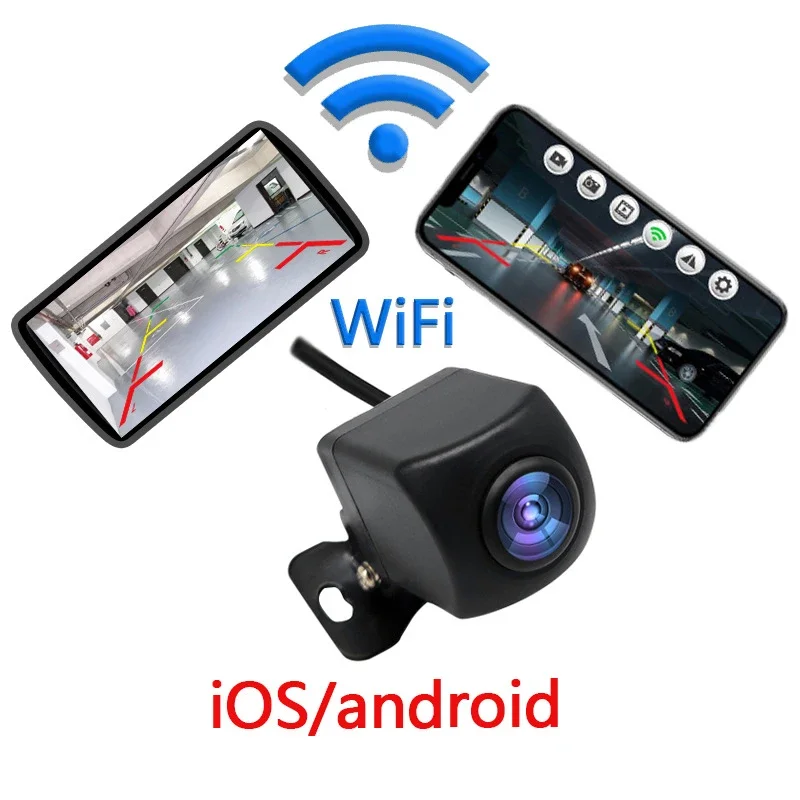 Безжична камера за обратно виждане WIFI 170 градуса WiFi Камера за задно виждане Dash Cam HD за нощно виждане за кола iPhone, Android 12V 24V