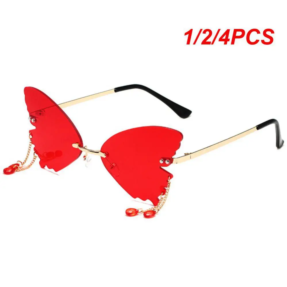 1/2/4ШТ fashion слънчеви очила с пеперуда, женски слънчеви очила с защита от uv, реколта метални очила без рамки, популярни туристически партита