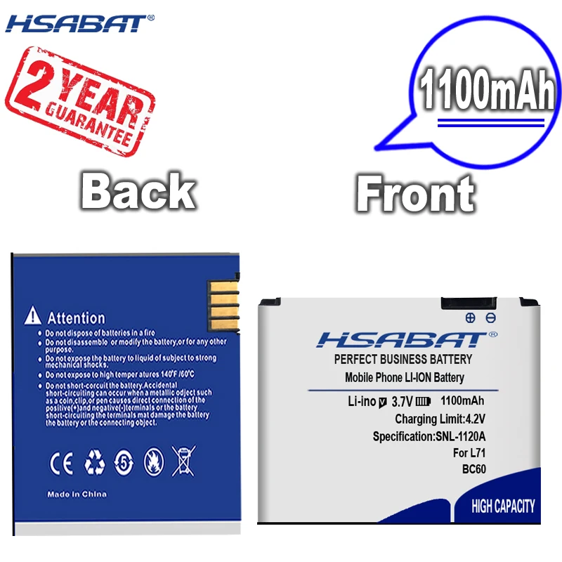Новият пристигането на [HSABAT] Взаимозаменяеми батерия BC60 капацитет 1100 mah за Motorola L7 A1600 L72 E8 L71 C261 EM30
