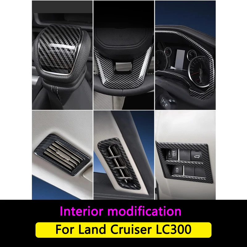 За подробности модификация Land Cruiser lc300 2022-2023 вътрешна централна панел за управление с образец от пластмасови влакна Toyota Land Cruiser deco
