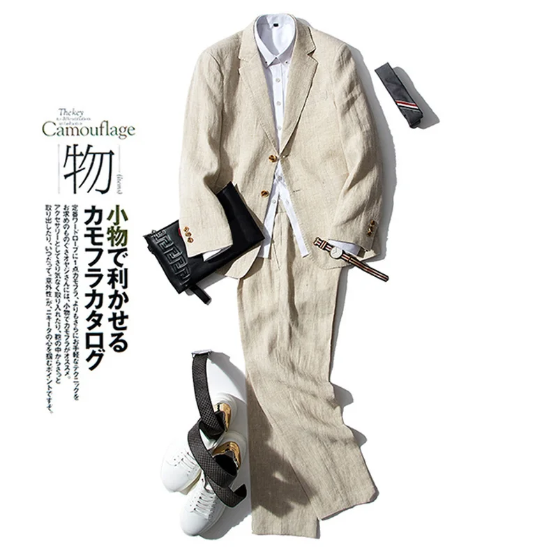 Бельо костюм, мъжко сако, непостоянно пролетно-есенна бизнес памучен яке за мъже, лятна японската Корея, британската новост