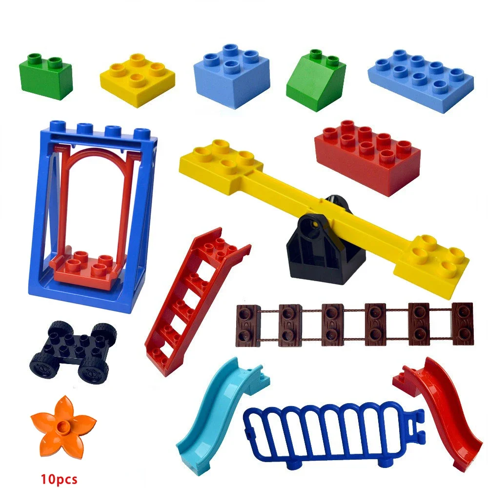 DlY Big Building Blocks Slide Класически развиване на аксесоари за Автомобили дебела тухла Съвместим с D62663 на всички марки детски играчки Duploes