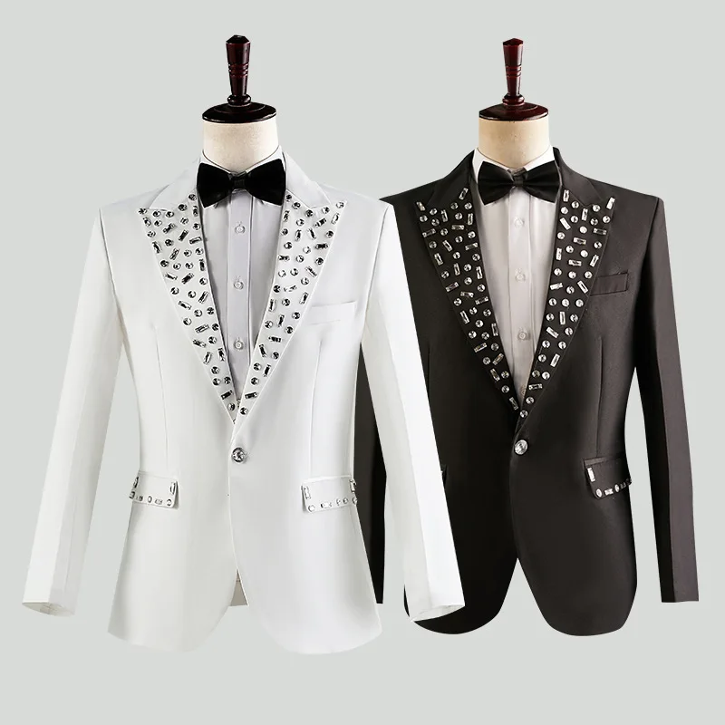 Бизнес мъжки костюми Slim Fit 2 броя С хрустальным ревера Сватбен смокинг Костюм Homme Terno Masculino Блейзър младоженеца на бала