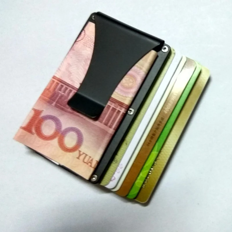 Ретро унисекс, тънък метален чантата с RFID заключване, минималистичен стил на живот с Луксозни портфейли-клипове, притежателите на кредитни карти, защитен калъф