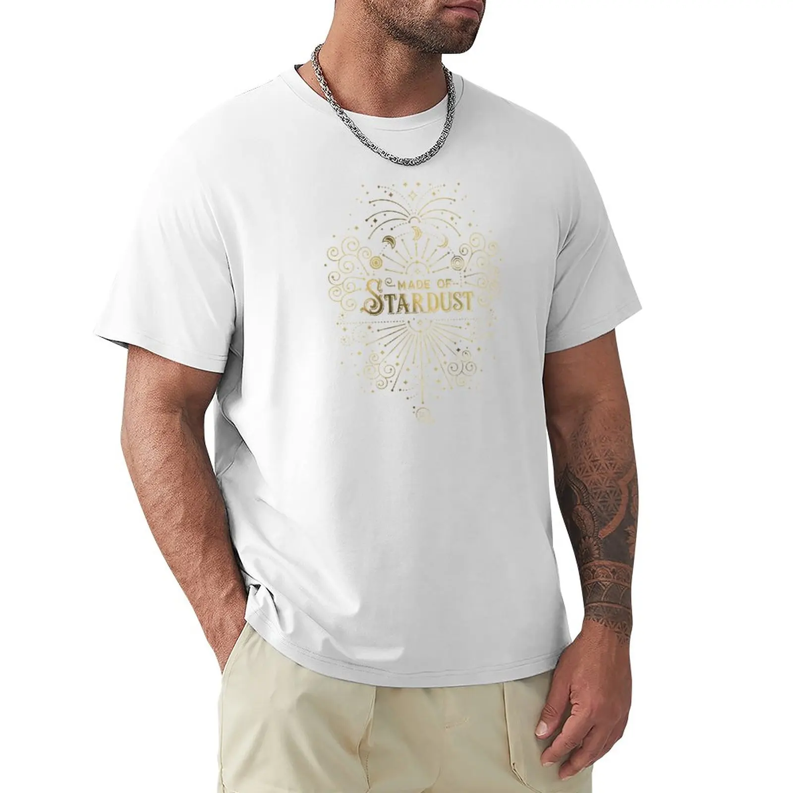 Направени от звезден прах - Тениска с златен гоблен, мъжки обикновена тениски големи размери