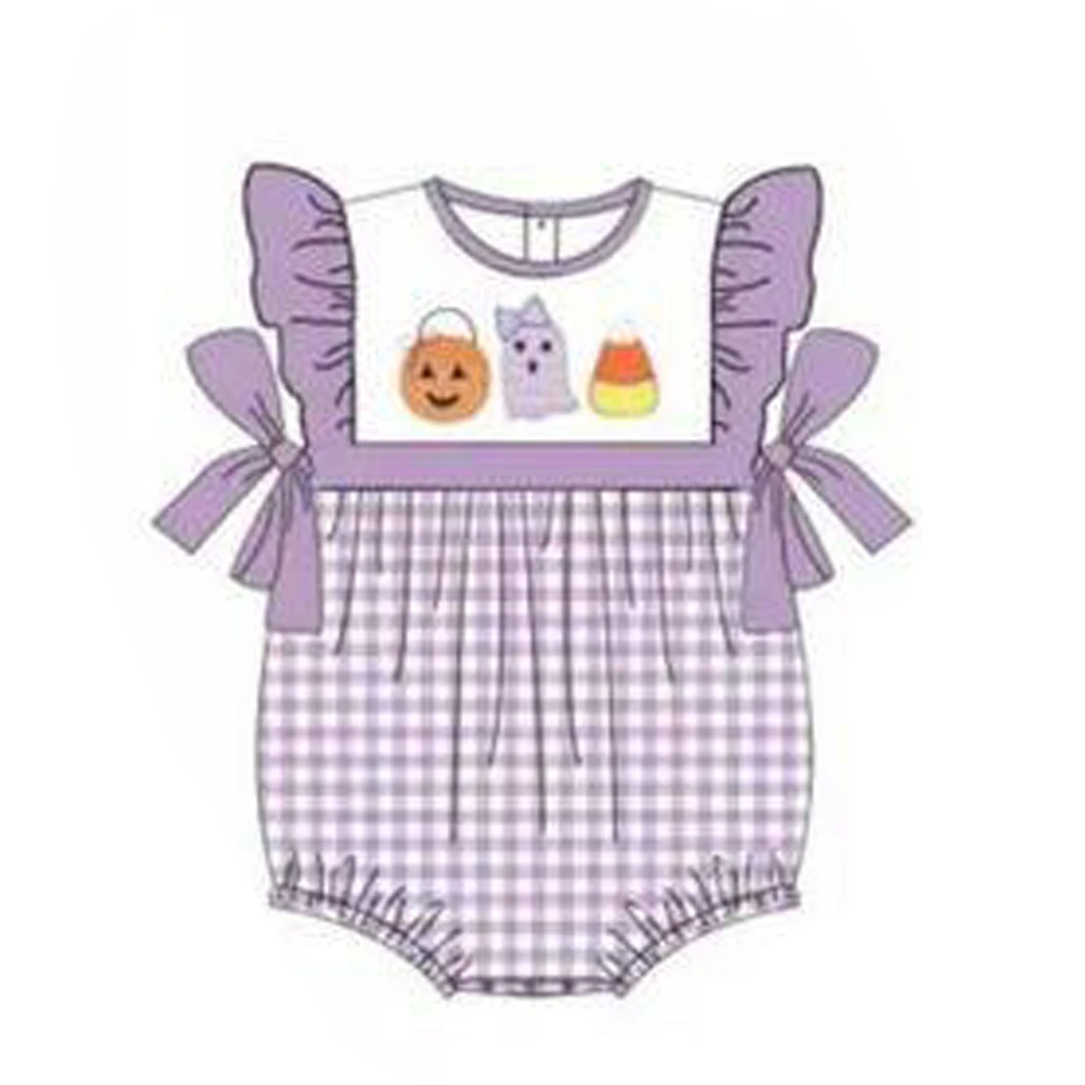 Облекло за новородени на Хелоуин, Сладък Лилав гащеризон за малки момичета, лятна цели облекло за катерене