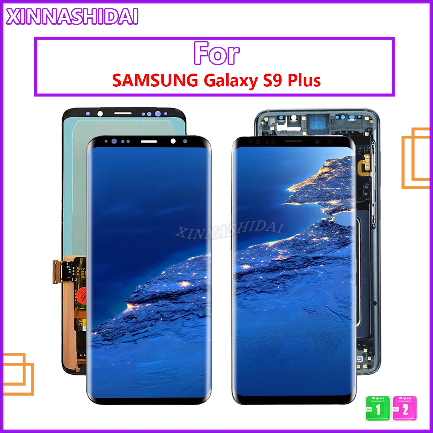 Подмяна на Дигитайзер със сензорен екран AMOLED LCD S9 + За SAMSUNG Galaxy S9 PLUS G9650 G965F