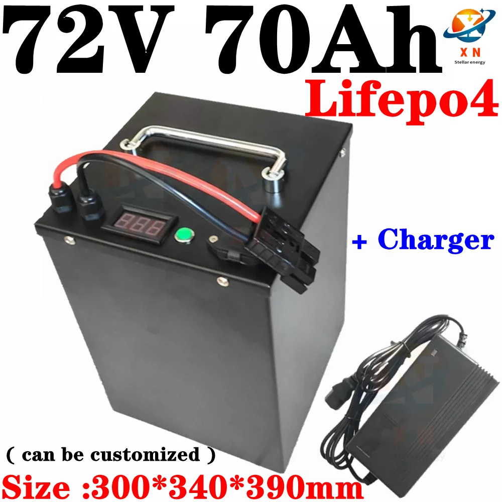 72V 70Ah lifepo4 Литиева акумулаторна батерия BMS 24S дълбоко цикъл за 5000 W колоездене скутер, Мотоциклет + 10A зарядно устройство
