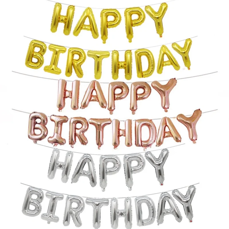 13ШТ балони от алуминиево фолио честит рожден Ден, набор от балони с английски букви, подходящ за украса за рожден ден, аксесоари за партита