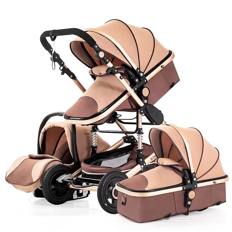 Нова количка High View, в която може да се седи и лежи неподвижно, лесно се сгъва, многофункционална детска амортизационная четырехколесная количка в едно