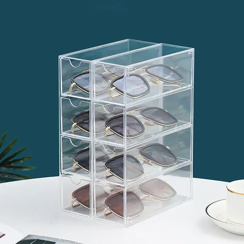 Акрилен рафт за слънчеви очила Рафтове за съхранение на очила Кутия за домашно Органайзер за съхранение на четки за грим Козметични Органайзер