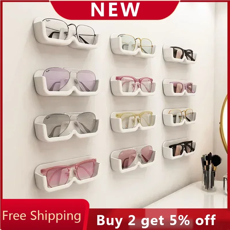 Самозалепващи Стенни полици За Съхранение на Очила, Пластмасова Подвесная Изложбена Стойка За Слънчеви Очила, полици За Съхранение вкъщи, Рафтове За да се Раздадат 2½