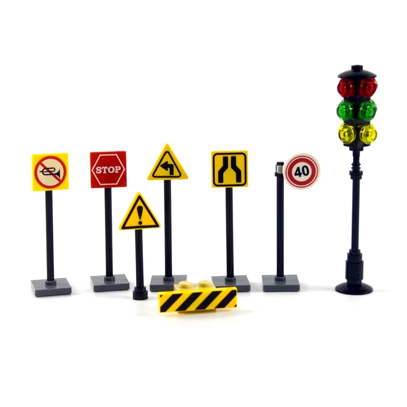 Градските улични знаци тухли Пътен кръстосан сигнал на Модела Комплекти светофар градивен елемент Аксесоар е Съвместим с Всички Марки на градския указател