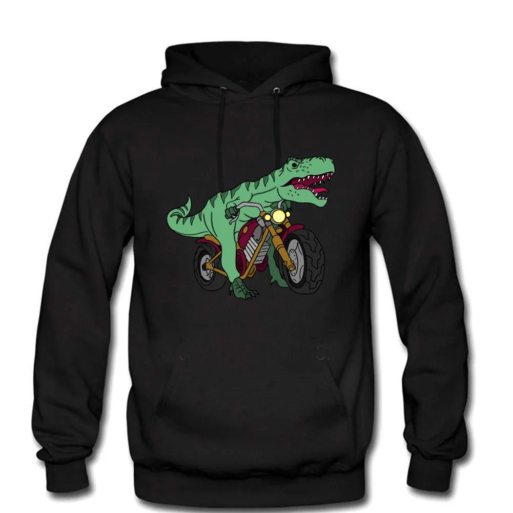 Мъжки блузи с качулка на мотоциклет с динозавром, Зимни Висококачествен памучен руното hoody с качулка, мъжки модни забавно облекло в стил Харадзюку
