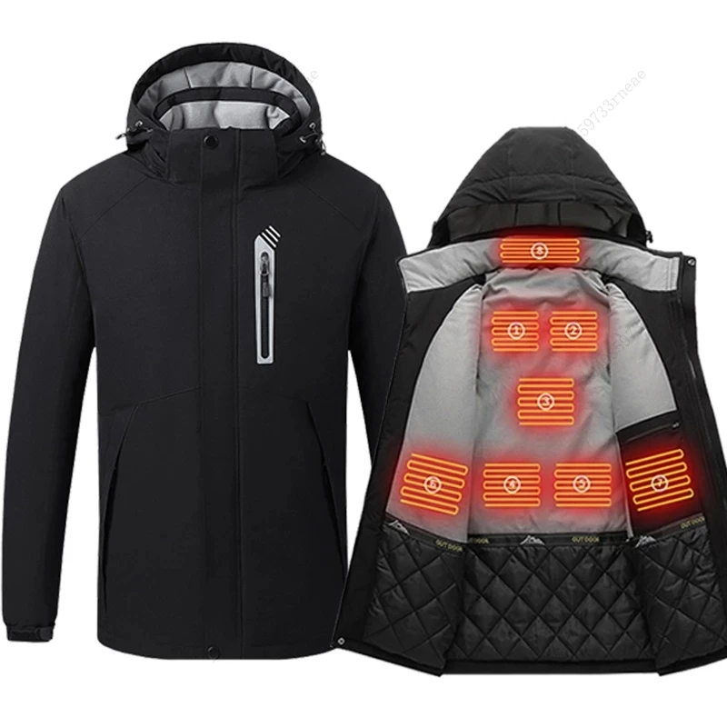 Мъжко яке с 8 зони отопление, зимни дрехи с електрически нагревател, зареждане чрез USB, водоустойчив ветровка, топло ски палто на открито, M-5XL