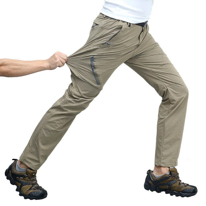 Мъжки тактически бързо съхнещи панталони, Летни ежедневни еластични тънки дишащи панталони, водоустойчив военни панталони-карго За мъже 7XL 8XL
