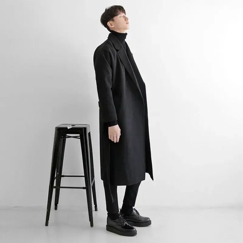 Японската нова мъжки ветровка в британския стил, однорядное палта, мъжко дълго зимно палто над коляното в корейски стил, ветровка, върхове