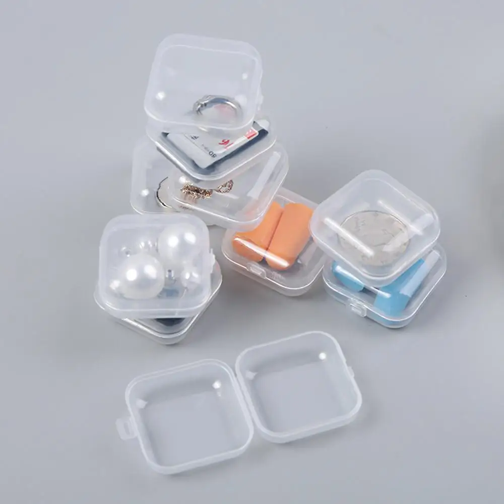 Мини кутийки, Квадратен Прозрачен Пластмасов калъф за съхранение на бижута, Контейнер, Опаковъчна кутия за обеци, мъниста, пръстени, събиране на малки предмети