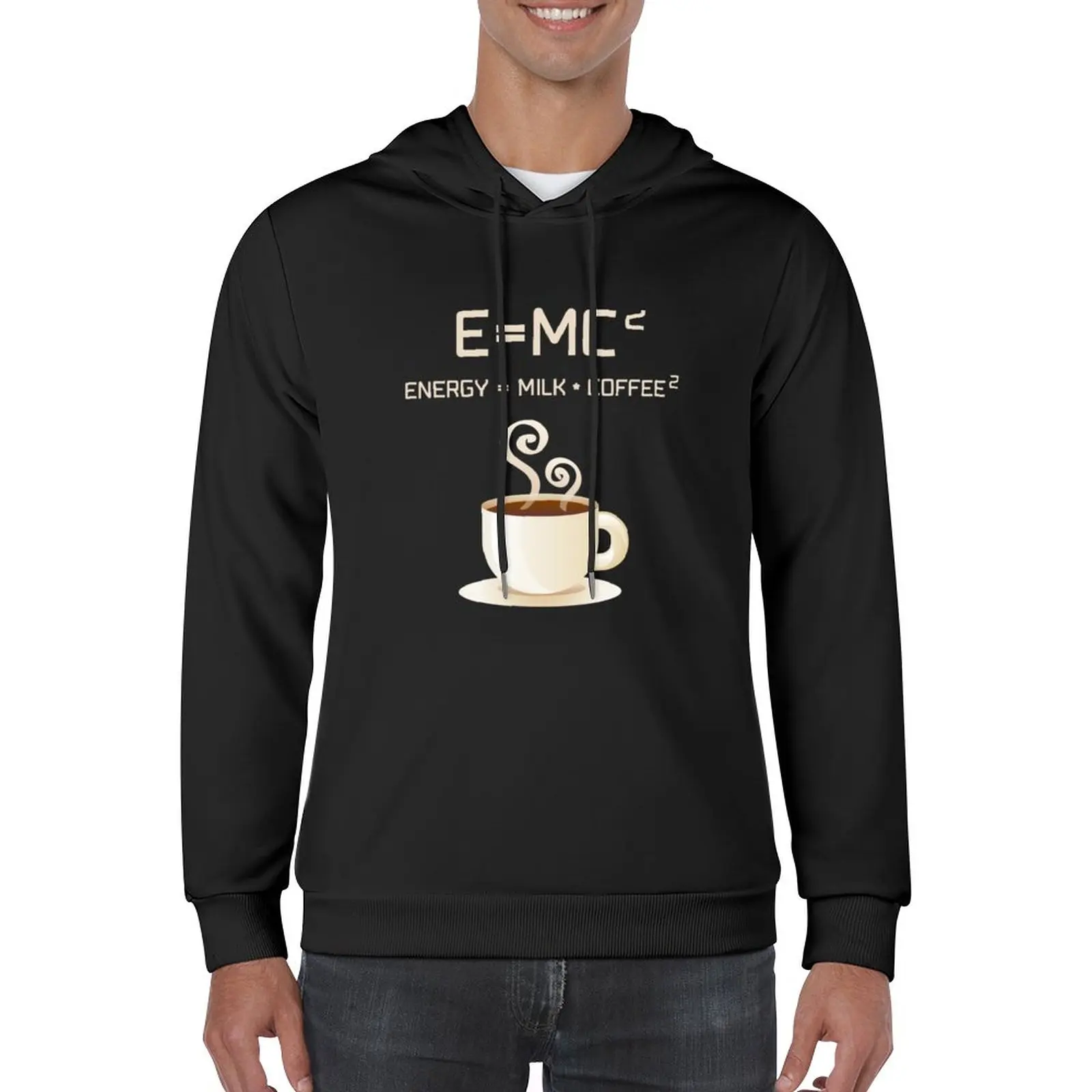 Нов пуловер с качулка E = MC2 Енергия Milk Coffee, мъжки дизайнерски дрехи, есен, есен облекло, новости толстовок и кофточек