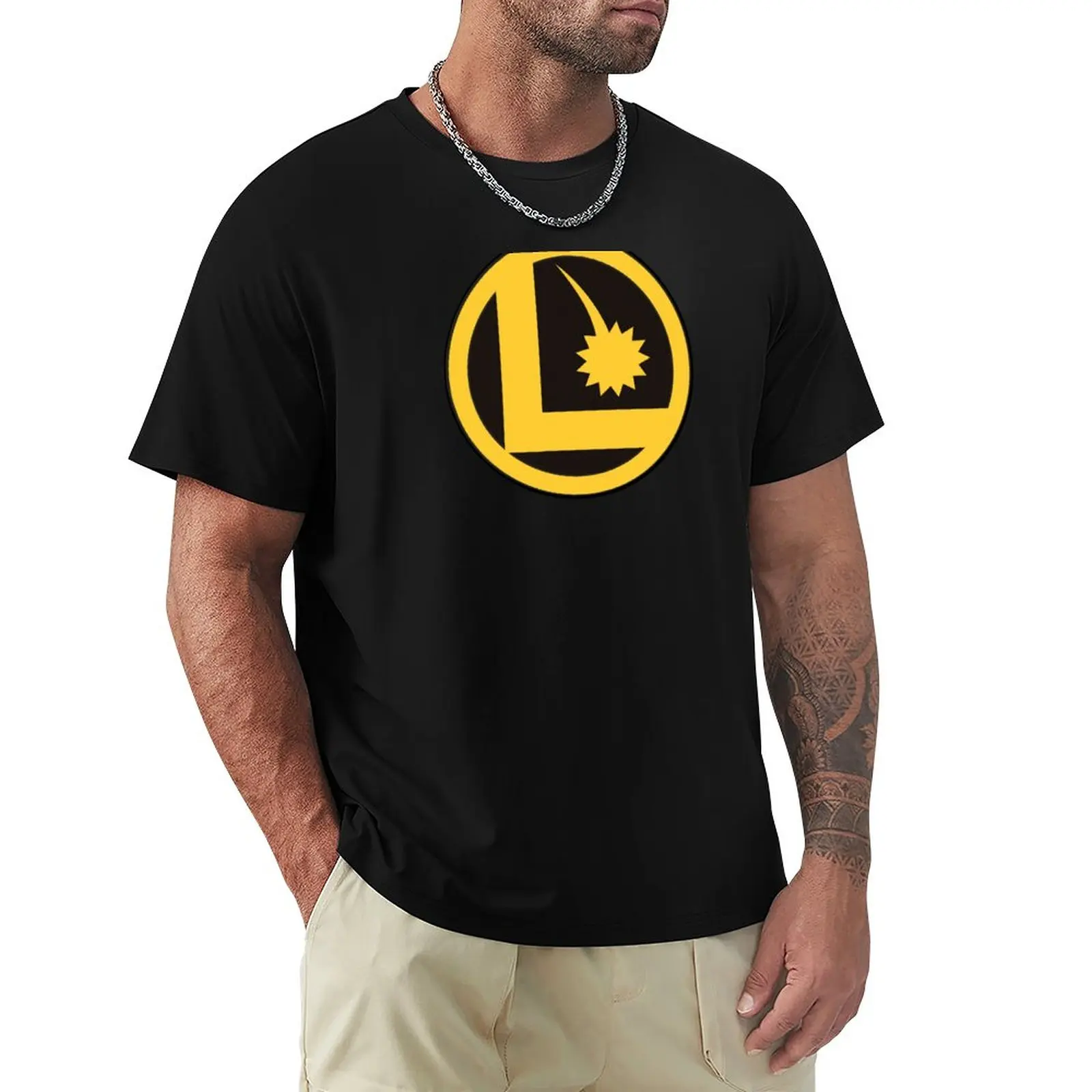 Тениски с логото на Legion of Super-Heroes, тениски с графични изображения, забавната козметична дрехи, мъжки памучни ризи