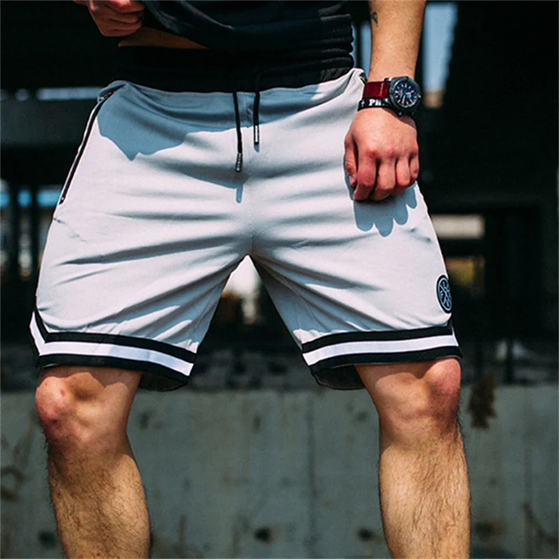Спортни къси панталони с дишаща мрежа за фитнес, мъжки, летни Спортни баскетболни панталони за джогинг, бързо съхнещи панталони в стил хип-хоп с джоб с цип