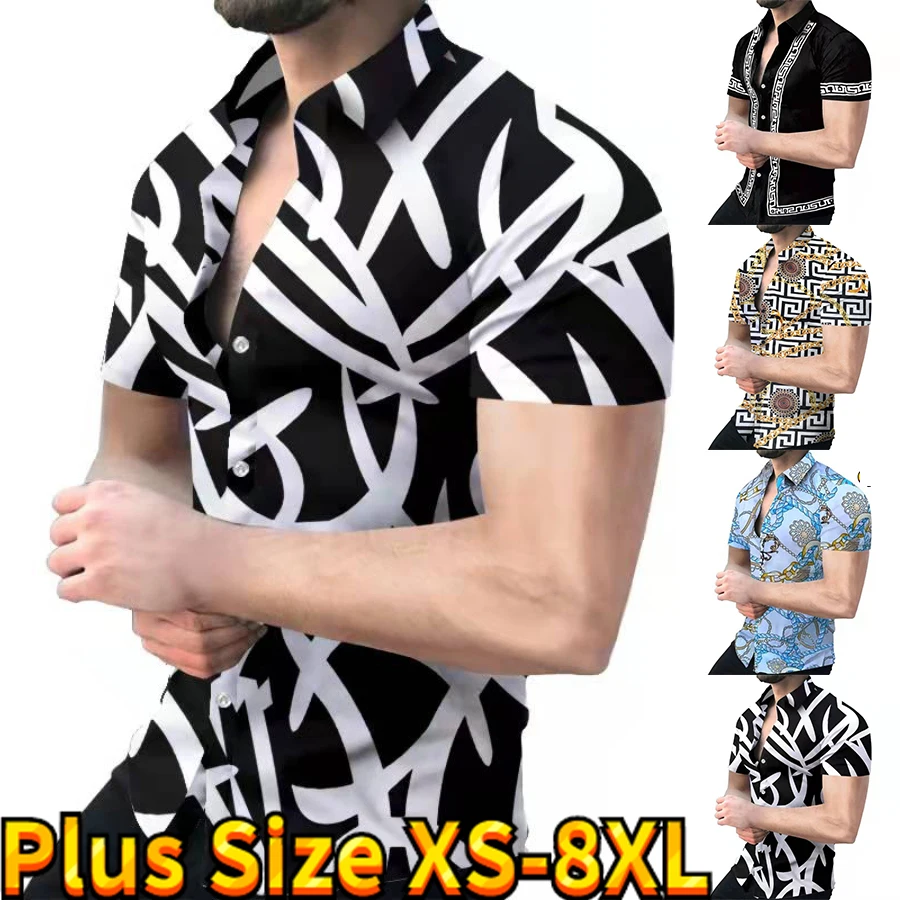 Мъжка риза Тънка модни и ежедневни удобни Последният популярен принт Пролет и есен Бизнес крайградски мъжете XS-8XL