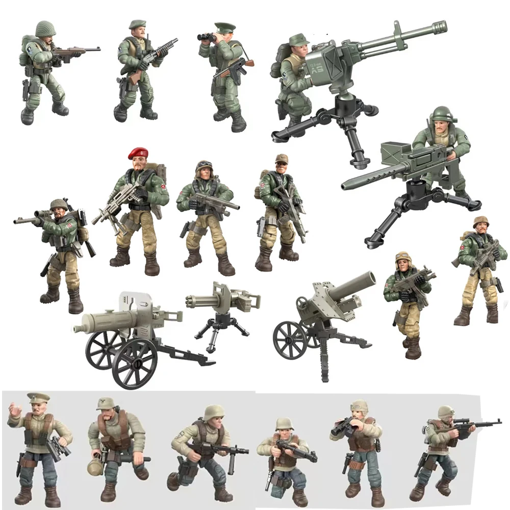 Втората световна война WW2 Армейските военни американски войници SWAT MOC Special Force DIY Модел -Строителни блокове, Тухли, играчки за подарък