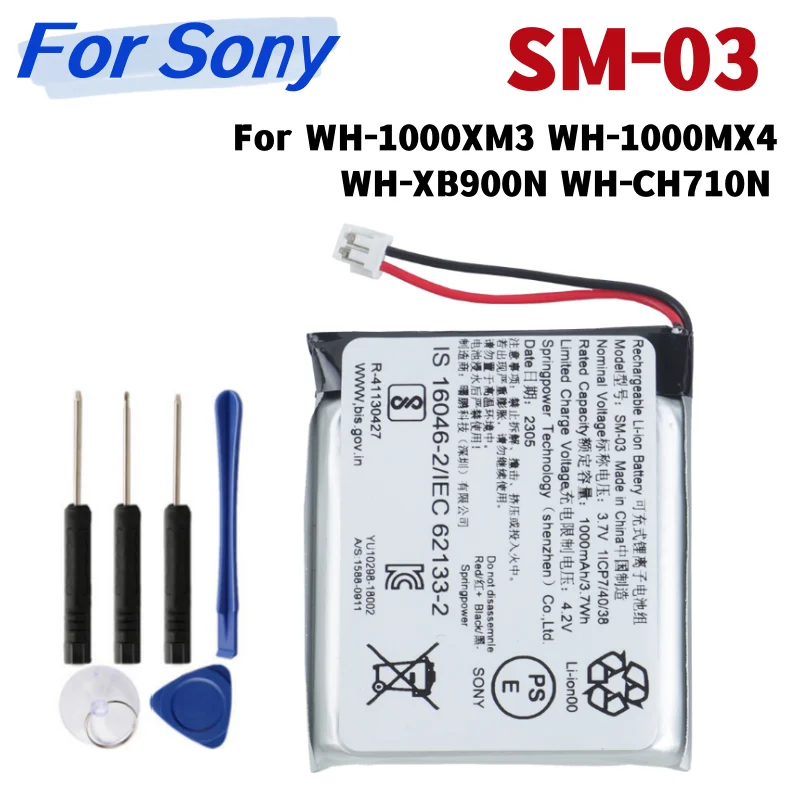 SM-03 Оригиналната Батерия с капацитет 1000 mah SM-03 За Sony WH-1000XM3 WH-1000MX4 WH-XB900N WH-CH710N Батерия за слушалки + Инструменти