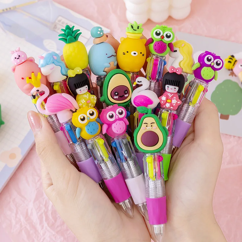 Продажба на едро Четырехцветной мини химикалка Moe Head от корейски хубава карикатура, Студентски офис консумативи, подарък награди на Едро