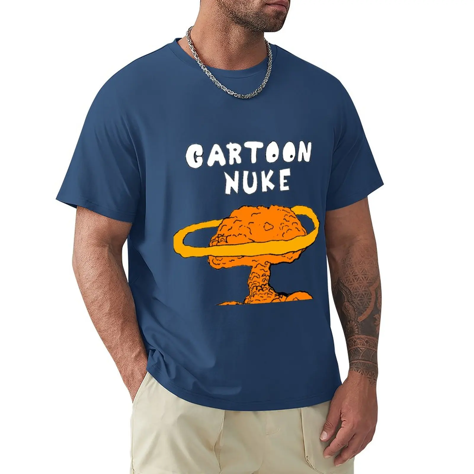 Тениска с изображение на ядрени оръжия с анимационни герои, къса тениска за момчета, бели тениски, тениски с графичен дизайн, дизайн на тениски за мъже