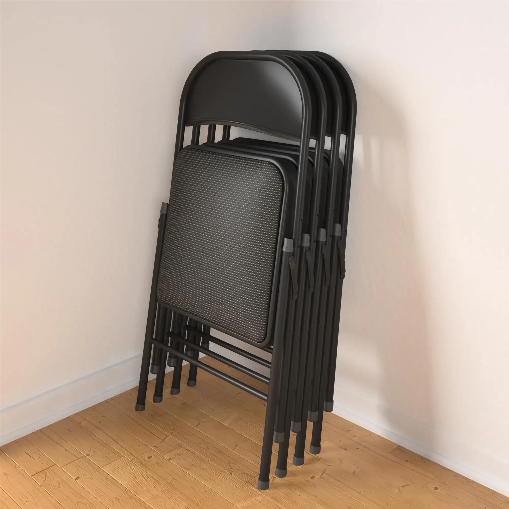 Сгъваем стол с тъканната тапицерия Mainstays, черен, 4 Референтна рамка, градински мебели, мебели за двор, улица набор от столове, балкон | САЩ | НОВА