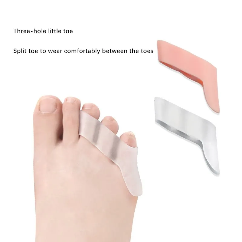 Sdotter 2 елемента Прозрачен силиконов гел-за изправяне, за облекчаване на болки Протектор за пръстите на краката С три дупки Инструменти за грижа за заинтересуваните лица отправят мотивирано искане на палеца на крака Инструменти за грижа за краката