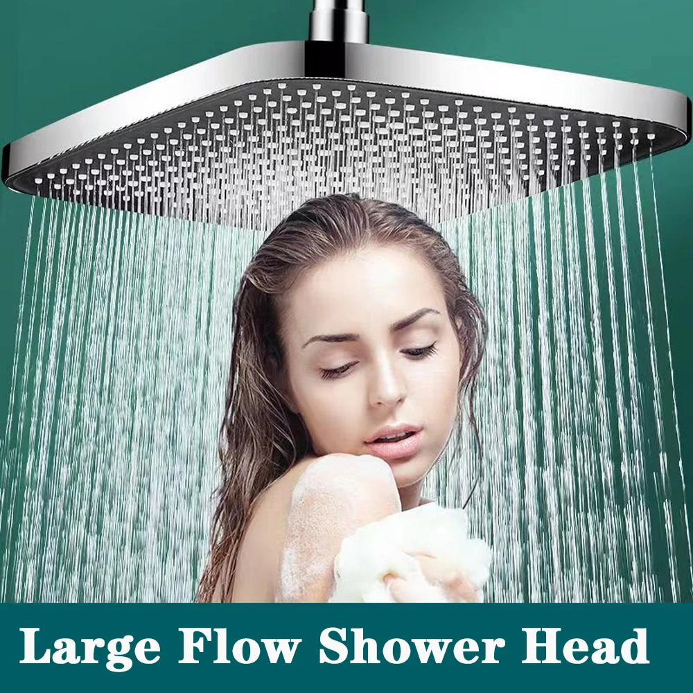 Накрайник за душ, с голям поток от валежите, монтирана на тавана, Кръгла, Квадратна, от Abs-пластмаса, удебелени, душ с високо налягане в банята