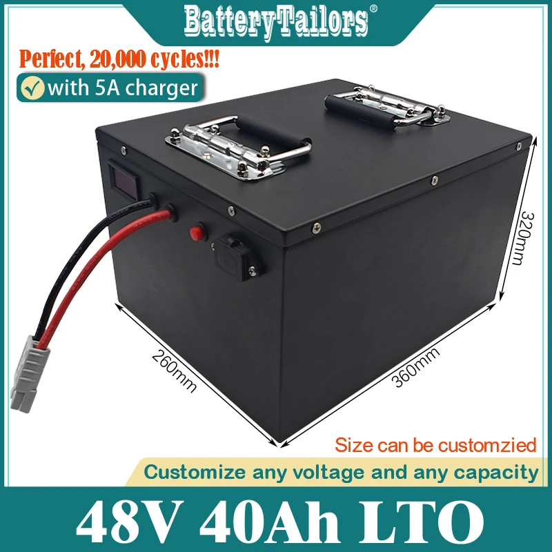 48V 40Ah LTO Литиево-титанатный батерия BMS за съхранение на слънчева енергия с мощност 3000 W мотор, скутер, голф-автомобил, мотоциклет + зареждане 5A