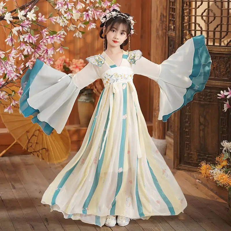 Детска лятна Ханфу Супер Безсмъртна Древна дрехи За момичета 2023 новото момиче в древен стил Облечи Тан Есента рокля Есен