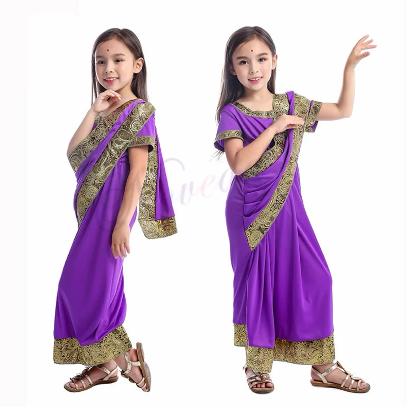 Индийското премяна Sarees за момичета от Боливуд, традиционни индийски дрехи за деца, детски дрехи