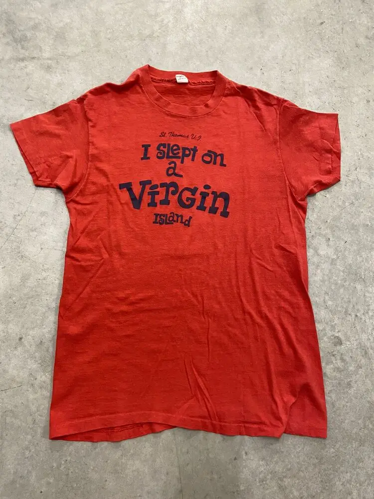 Реколта тениска на 1970-те години За мъжете с Вирджински острови Среден Размер, Туристическа Нестандартен, Забавен Принт