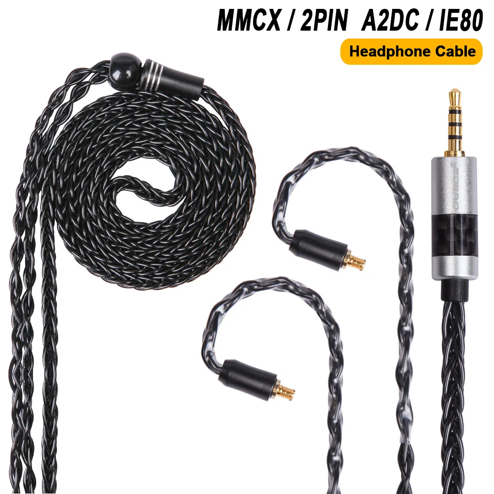 8-Жилен Балансный кабел за слушалки MMCX A2DC IE80 2Pin 0,78 мм 3,5 мм Plug За Подмяна на кабел за слушалки Сам Hifi Слушалки Аудио Тел 1,2 М
