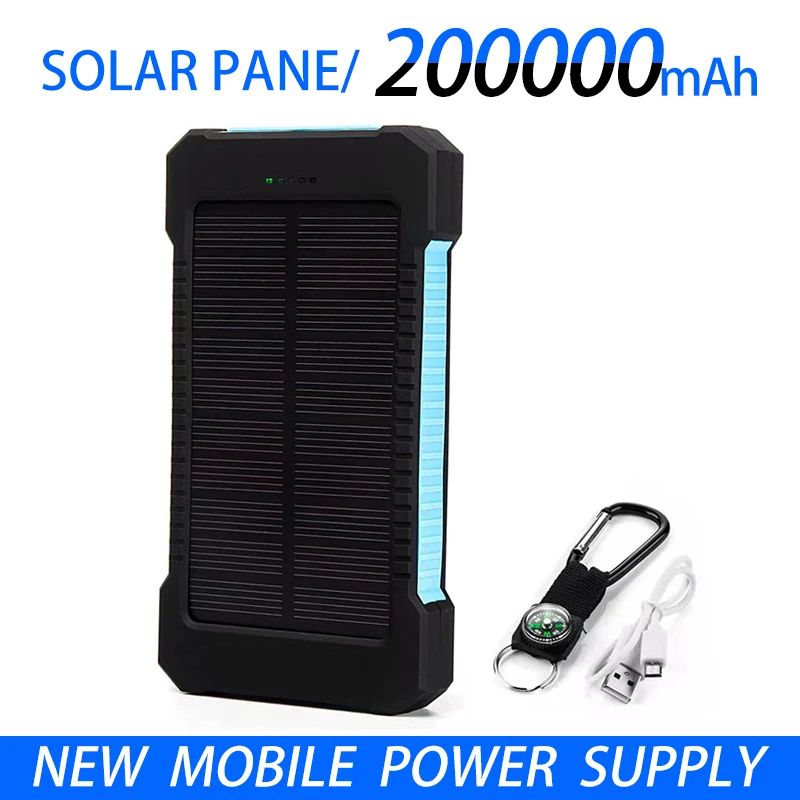 На 200 000 mah външна Батерия Слънчев Банка Хранене LEDSOS Фенерче Бързо Зареждане на Преносим Водоустойчив Powerbank Smart Мобилен Телефон