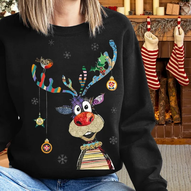 Жена Коледен вязаный пуловер, Меки пуловери с кръгли деколтета, поло, есенно-зимна Коледна дрехи, Дамски джъмпери, върхове