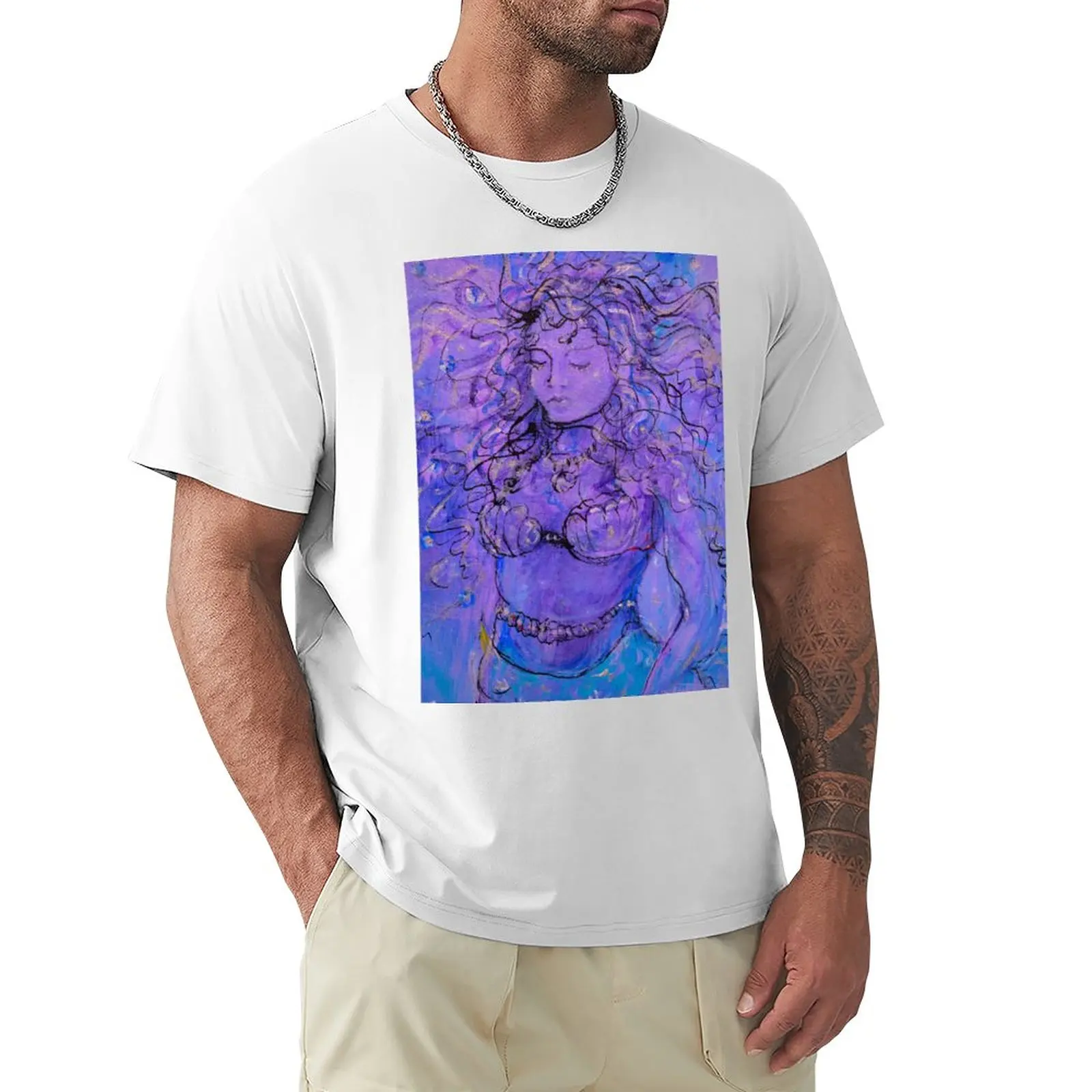 Лилава тениска с русалкой, морската кралица, реколта тениска, реколта дрехи, мъжки t-shirt, красиви блузи, мъжки дрехи